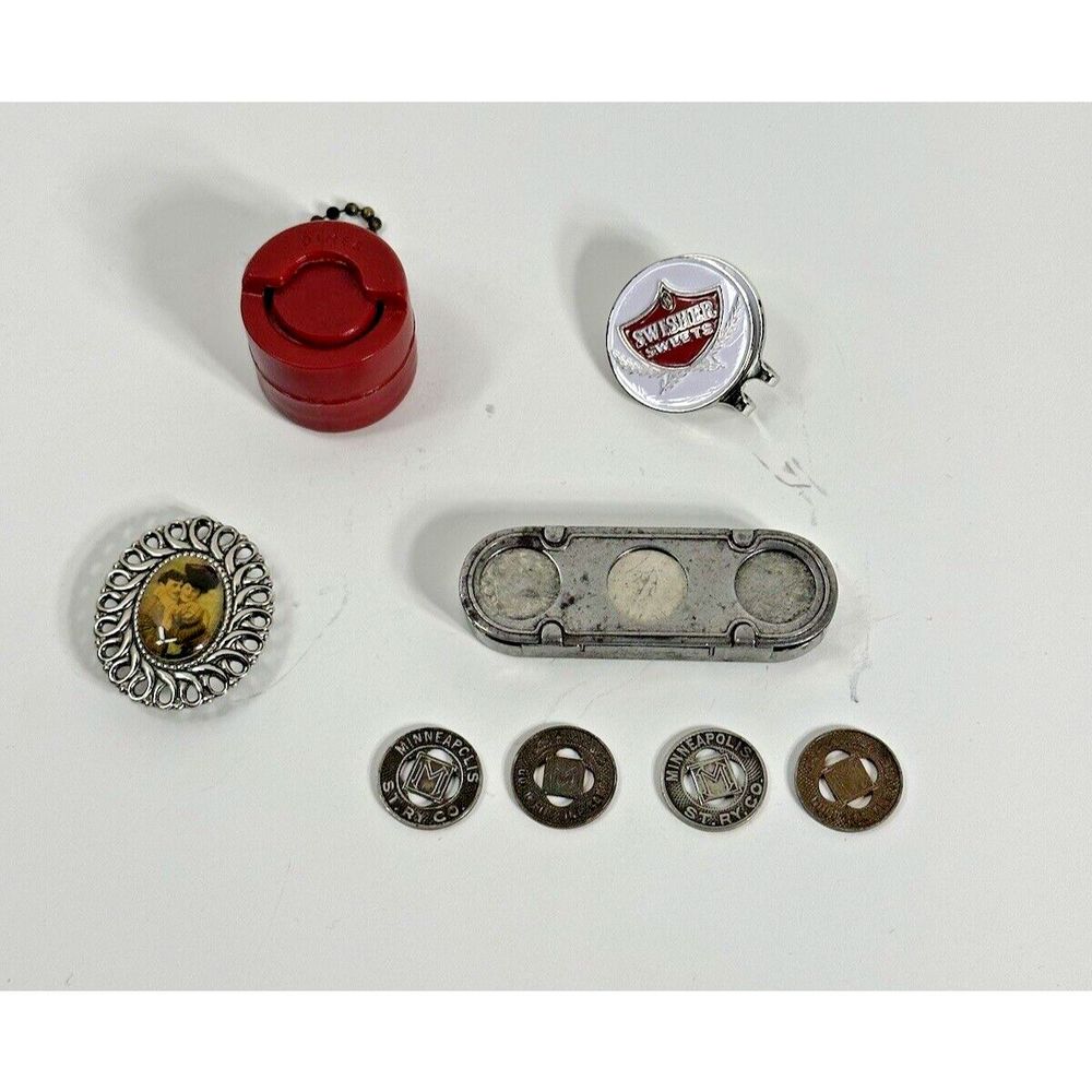 Lot of 8 Vtg Antique Minneapolis Bus coin Token holders & Money Clip 1930-1960s